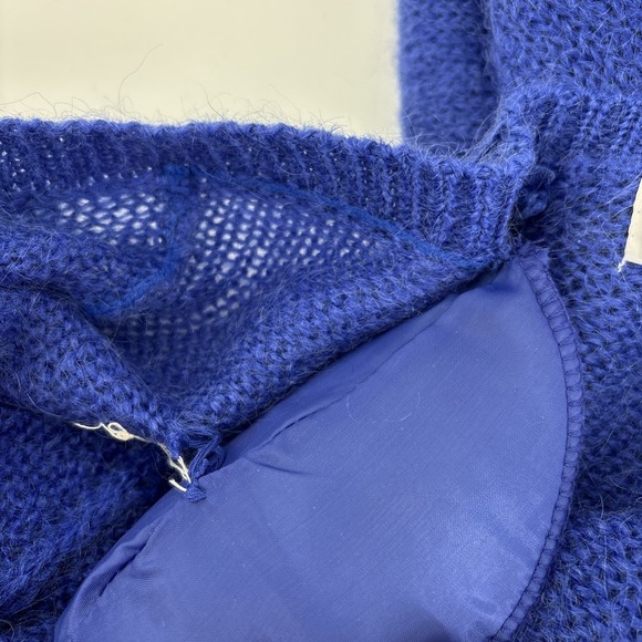 Vintage Bramble Lane Cardigan Sweater Size Large Blue Mohair Blend Button Front - Picture 10 of 13